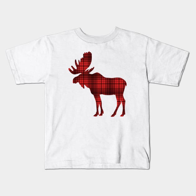 Plaid Moose Kids T-Shirt by hbwdesigns